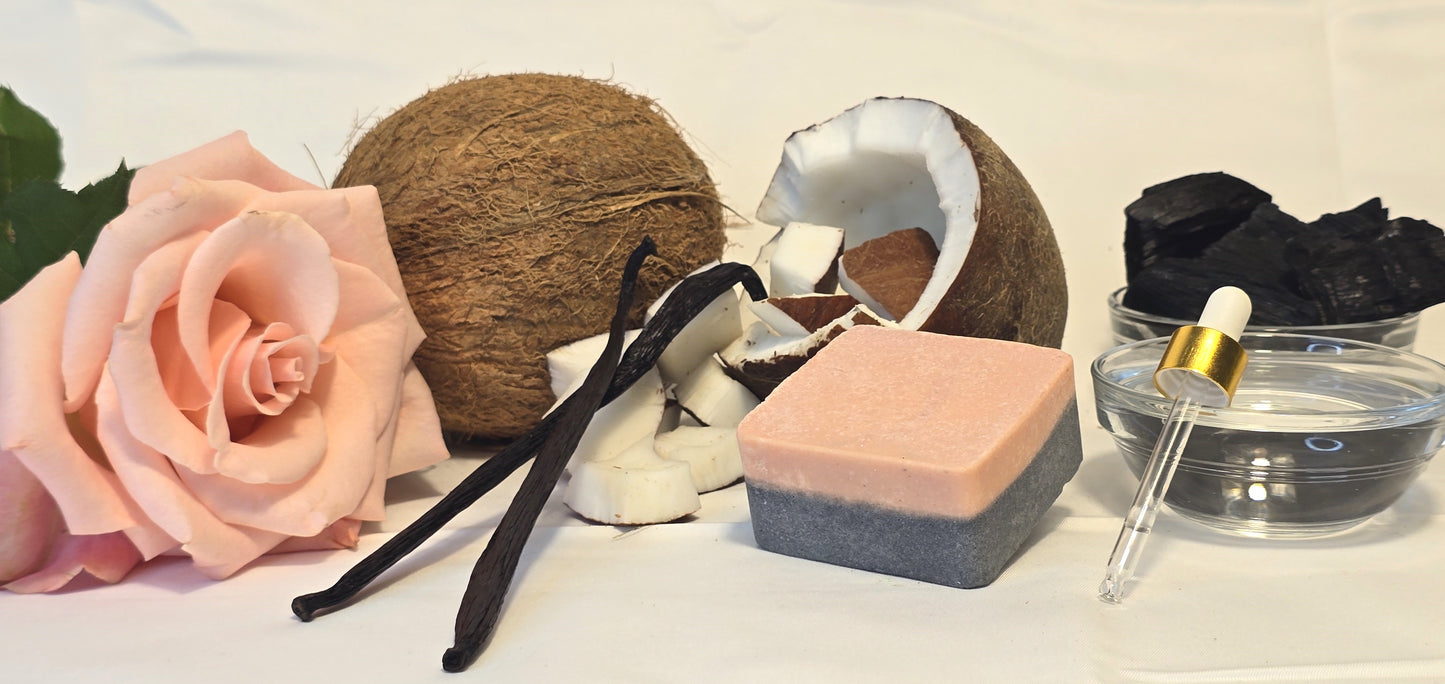 Rose & Vanilla 100% Natural Dog Shampoo Bar & Nose, Paw and Crease Balm Set